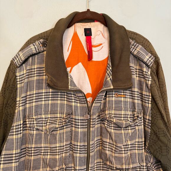 Massive Revolution Jacket Men 3X Green Plaid Reversible Full Zip Pockets Outdoor - Picture 3 of 16